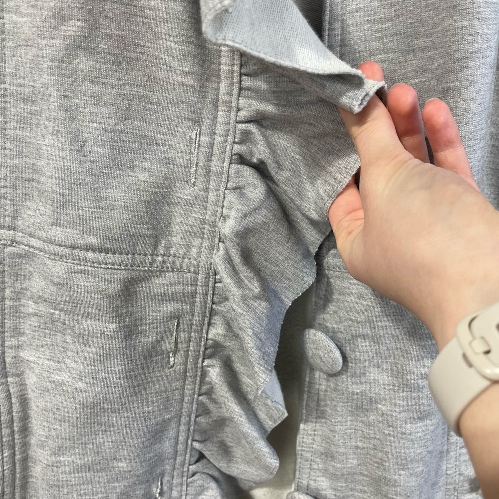 Kut from the Kloth Button Front Ruffle Gray Long Casual Jacket M GUC - Picture 7 of 16